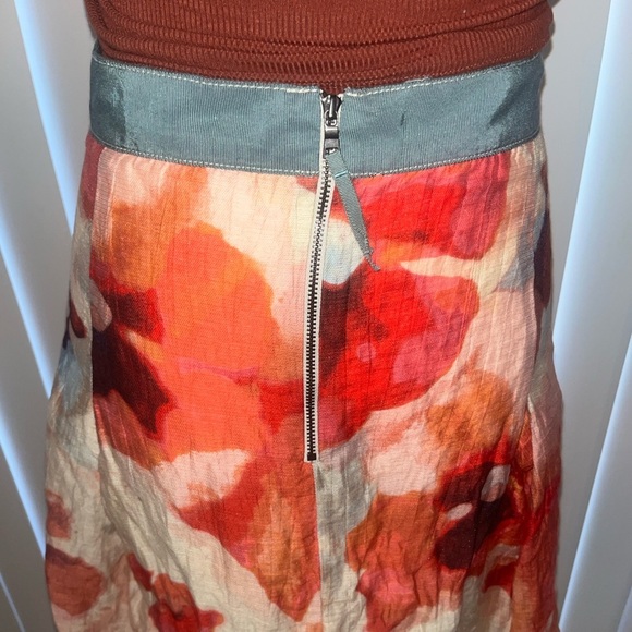 LOFT Linen Multicolor Abstract Floral Flowy Skirt - Picture 9 of 12